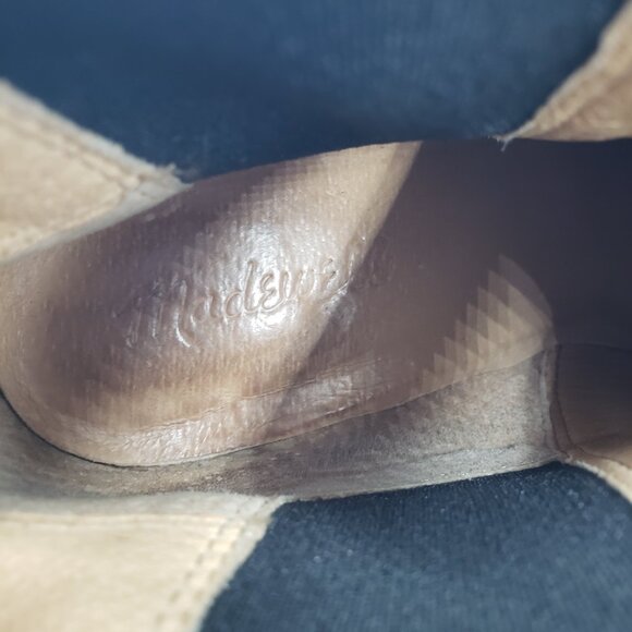 Madewell Regan Chelsea Bootie Boots 7.5 Womens Leather Ankle Block Heels Black - Picture 8 of 10